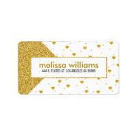 Modern Geometric Gold Glitter & Hearts Pattern