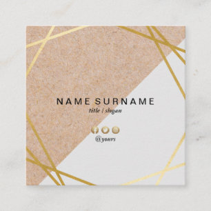 Modern Geometric Gold Kraft Printed Lt Pastel Grey Square Business Card
