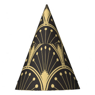 Modern Geometric Gold Lined Tiles Party Hat