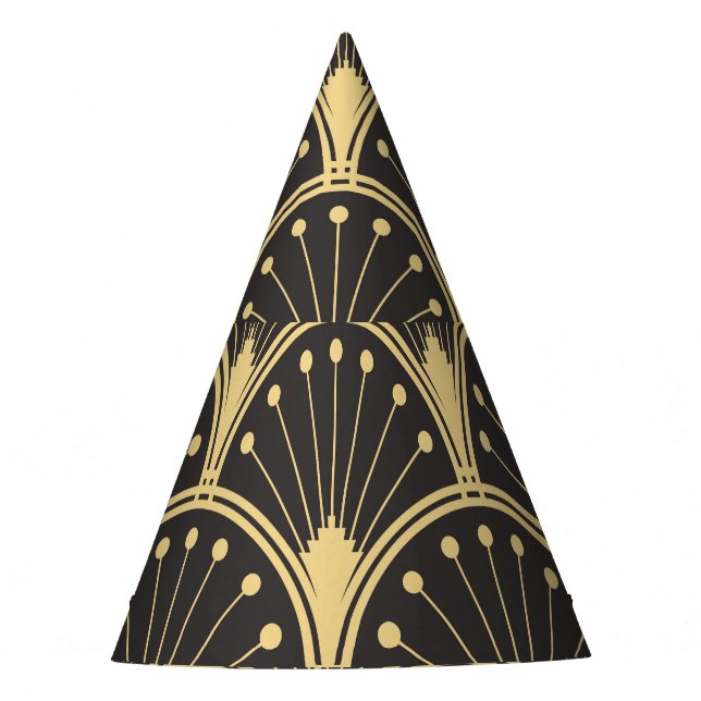 Modern Geometric Gold Lined Tiles Party Hat (Front)