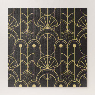 Modern Geometric: Gold Lines Vintage Jigsaw Puzzle
