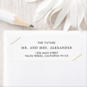 Modern Geometric Gold Lines Wedding Return Address