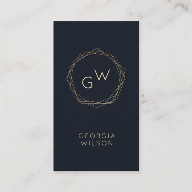 Modern Geometric Gold | Minimalistic Business Card (Front)