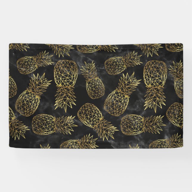 Modern geometric gold pineapples design banner (Horizontal)