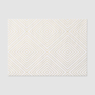 Modern Geometric Gold Squares Pattern on White Col Tissue Paper