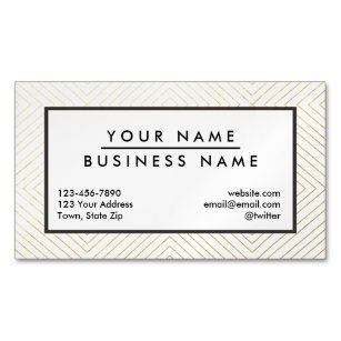gold and white geometric pattern business cards profile cards