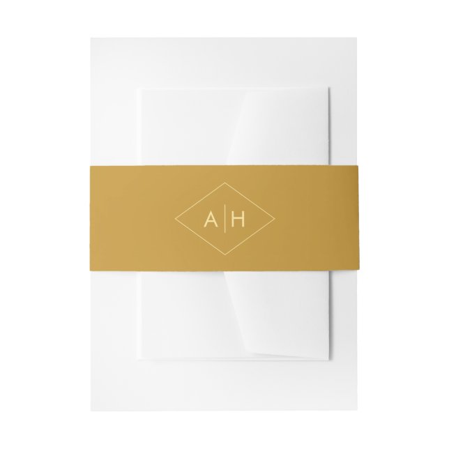 Modern Geometric Gold Wedding Invitation Band Invitation Belly Band (Front Example)