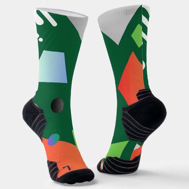 Modern geometric gradient colour Green Socks (Angled)