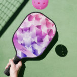 Modern Geometric Gradient Pattern Monogrammed  Pickleball Paddle<br><div class="desc">Cool geometric graphic design features a colorful abstract 3D look gradient pattern in shades of blue, purple, pink, red & white. A custom gradient banner is in place to customize with name or initials in coordinating font with the simple to use template. The design repeats on the reverse side. Perfect...</div>