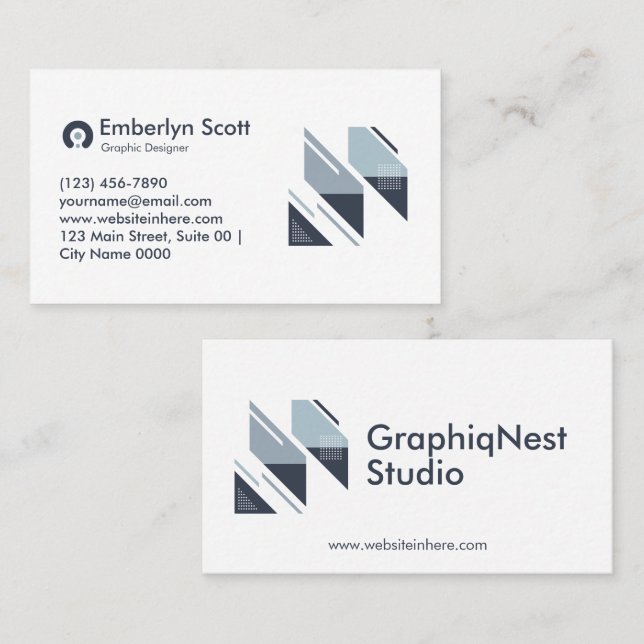 Modern Geometric Gray White Minimalist Aesthetic  Business Card (Front/Back)