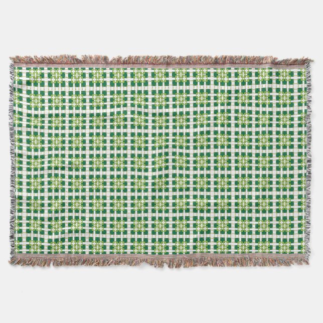 Modern geometric green Forest squares pattern Throw Blanket (Front)