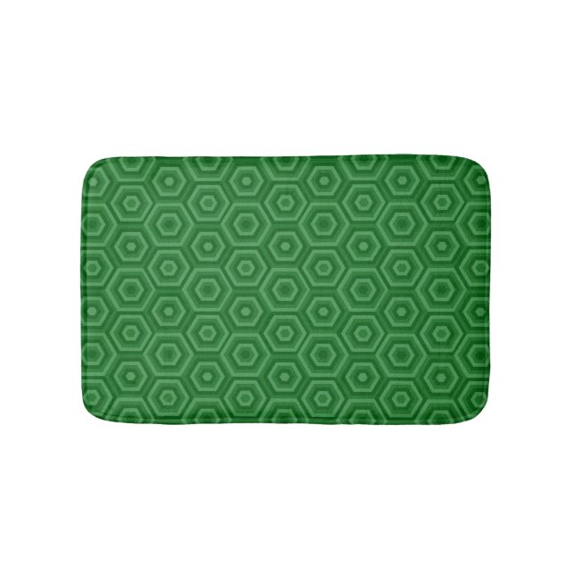 Modern Geometric Green Nested Hexagons Bath Mat (Front)