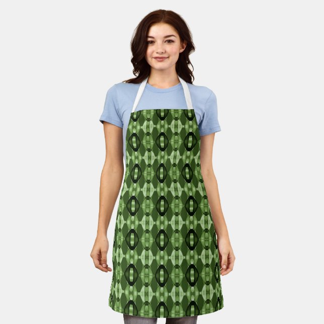 Modern geometric green pattern apron (Worn)