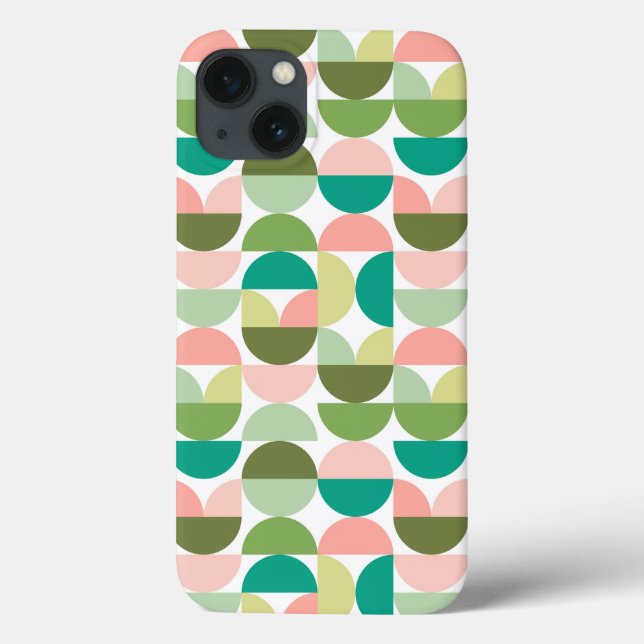 Modern Geometric Green & Peach Case-Mate iPhone Case (Back)