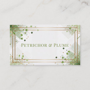 Modern Geometric Greenery & Gold Confetti Business Card