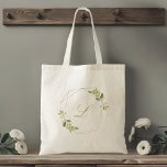 Modern Geometric Greenery Monogram Bridesmaid Tote Bag<br><div class="desc">Custom-designed monogram tote bag featuring modern stylish geometric gold frame and watercolor greenery design.</div>