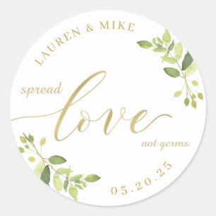 Modern Geometric Greenery Wedding Favour Sanitizer Classic Round Sticker