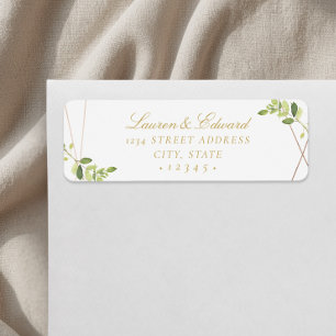 Modern Geometric Greenery Wedding Return Address