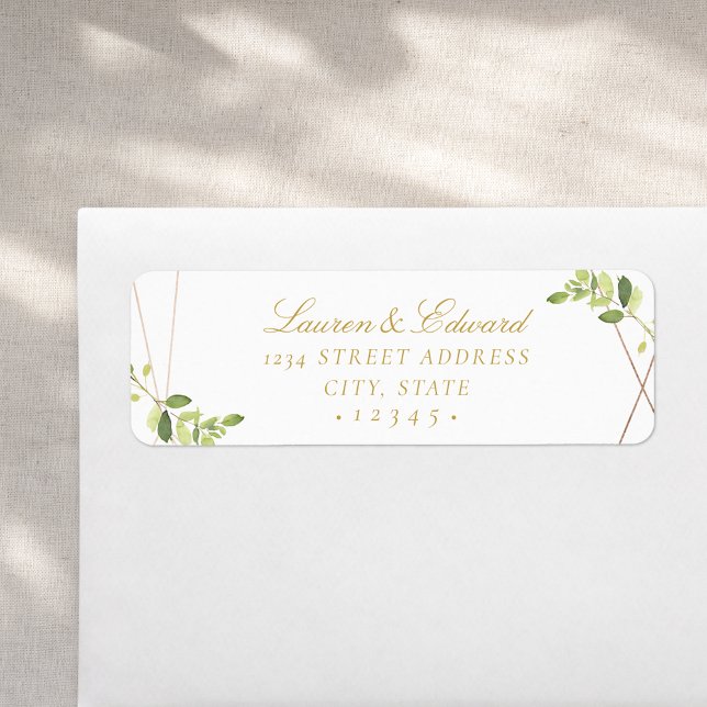 Modern Geometric Greenery Wedding Return Address (Creator Uploaded)