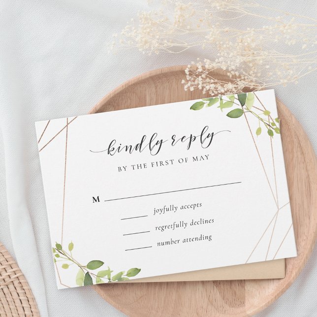 Modern Geometric Greenery Wedding RSVP (Creator Uploaded)