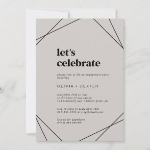 Modern Geometric   Grey Let's Celebrate Invitation