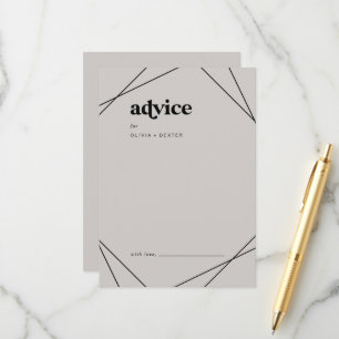 Modern Geometric   Grey Wedding Advice Card