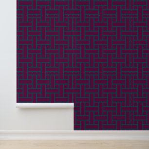 Modern Geometric Grid Pattern   Plum Purple Teal Wallpaper