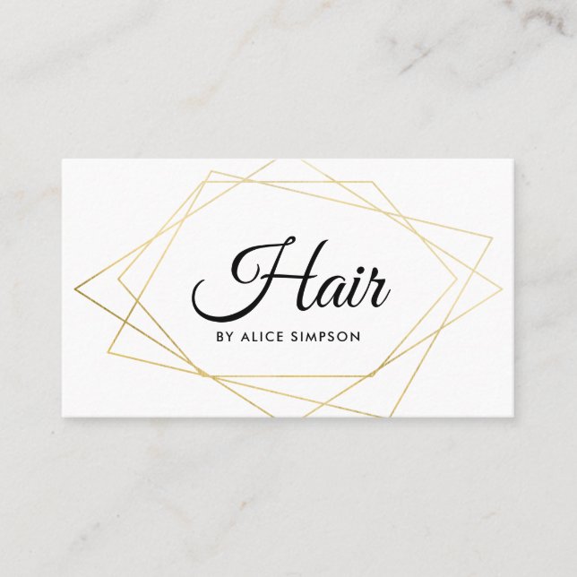 Modern Geometric Hair Stylist Business Card (Front)