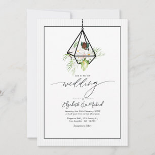 Modern Geometric Hanging Terrarium Wedding QR Code Invitation