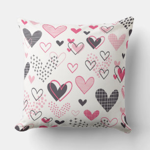Modern Geometric Heart Pattern Notebook Throw Pillow