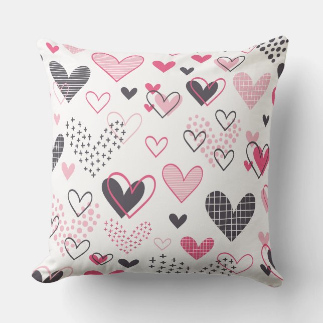 Modern Geometric Heart Pattern Notebook  Throw Pillow (Front)