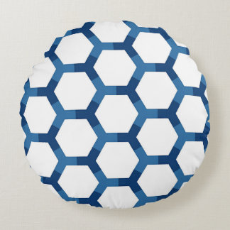 Modern Geometric Hexagon Pattern Round Pillow