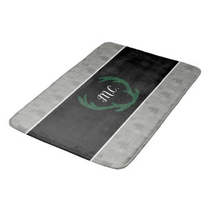 Modern Geometric Houndstooth Pattern Personalized Bath Mat