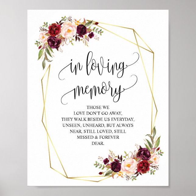Modern geometric In loving memory memorial signs (Front)