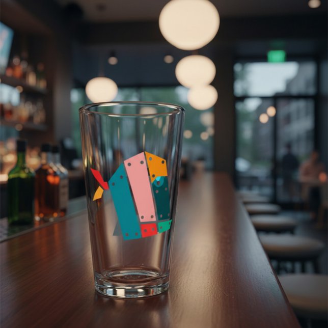 Modern Geometric Industrial Art Beer Glass (Creator Uploaded)