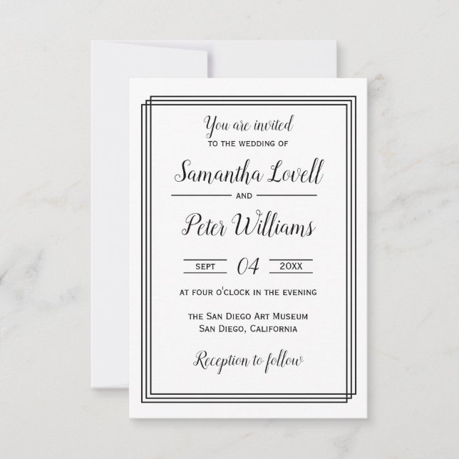 Modern Geometric Lines - 3x5 Wedding Invitation (Front)
