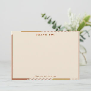 Modern Geometric Lines Terracotta Personalized Thank You Card