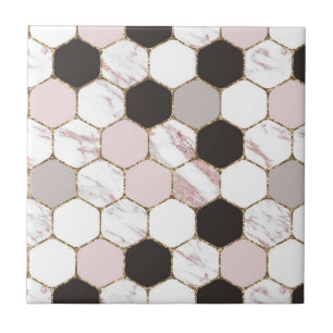 Modern Geometric Marble Hexagon Pattern Tile