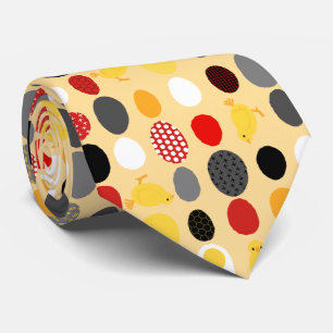 Modern Geometric Memphis style Chicken Eggs Tie