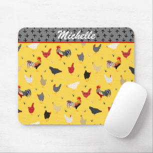 Modern Geometric Memphis style Chicken Farm Mouse Pad