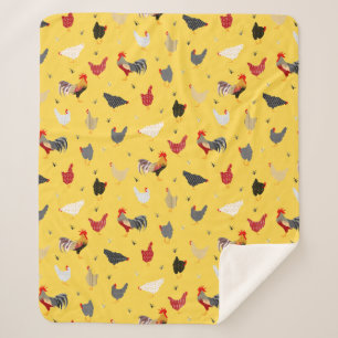Modern Geometric Memphis style Chicken Farm Sherpa Blanket