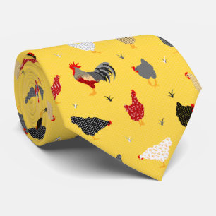 Modern Geometric Memphis style Chicken Farm Tie
