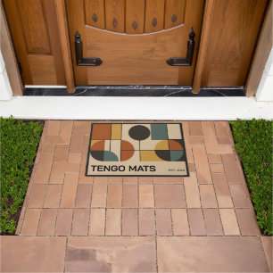 Modern geometric mid-century customizable design doormat