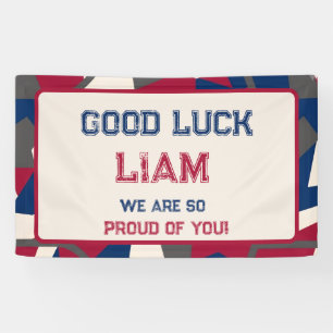Modern Geometric Military US Flag Going Away Party Banner