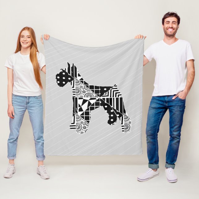 Modern Geometric Miniature Schnauzer Fleece Blanket (In Situ)