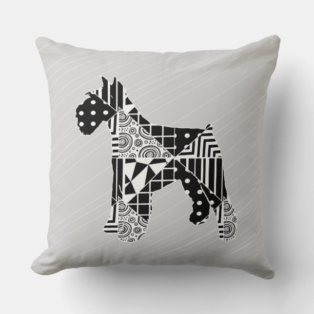 Modern Geometric Miniature Schnauzer Throw Pillow (Front)