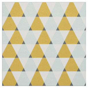 Modern Geometric Mint Yellow Triangles Pattern Fabric