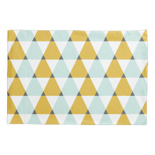 Modern Geometric Mint Yellow Triangles Pattern Pillowcase