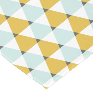 Modern Geometric Mint Yellow Triangles Pattern Short Table Runner