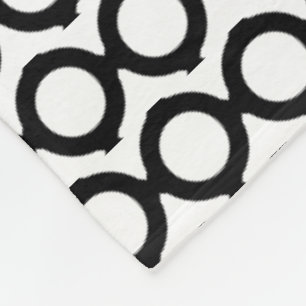 Modern Geometric Monogram Black White Fleece Blanket